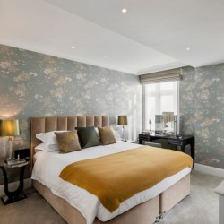 super king size bed, side table and dressing table, Hyde Park Apartments, Mayfair, London W1