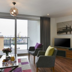 living room, Boardwalk Apartments, Canary Wharf