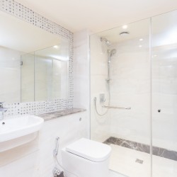 bathroom with shower cabinet, Belsize Apartments, Maida Vale, London NW6