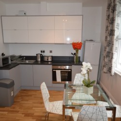 kitchen and dining table, Wardour Serviced Apartments, Soho, London