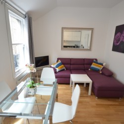 living room with dining table, Wardour Serviced Apartments, Soho, London