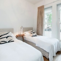 bedroom with twin beds, Garden Square Apartments, Little Venice, London