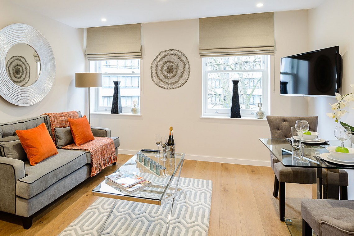living room, The Deluxe Apartments, Kensington, London SW7