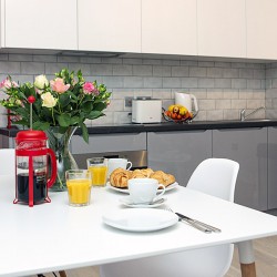 kitchen & dining table, Inges Apartments, Soho, London