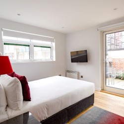 bedroom in penthouse, Bishopsgate Serviced Apartments, City, London