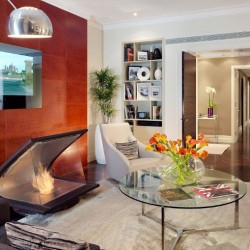 living room with seating, fireplace, The Jaguar Apartment, Westminster, London