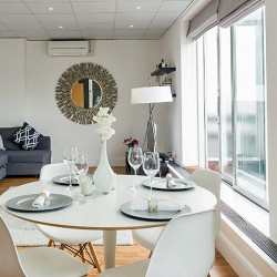 living and dining area, The Balcony Penthouse, Marylebone, London