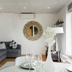 living room with dining table, The Balcony Penthouse, Marylebone, London