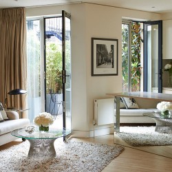 living room, kitchen and balcony, Maddox Apartments, Mayfair, London