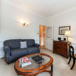 living room with dining table, Curzon Apartments, Mayfair, London
