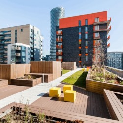 rooftop garden, Clover Apartments, Canary Wharf, London E14