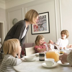 children having breakfast, Piccadilly Apartments, Mayfair, London