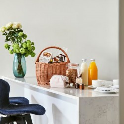 breakfast bar with welcome pack, Mayfair Apartments, Mayfair, London