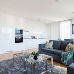 bright living room, Clover Apartments, Canary Wharf, London E14