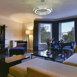 fully furnished living area and view to garden, Stanhope Luxury Homes, Kensington, London SW7