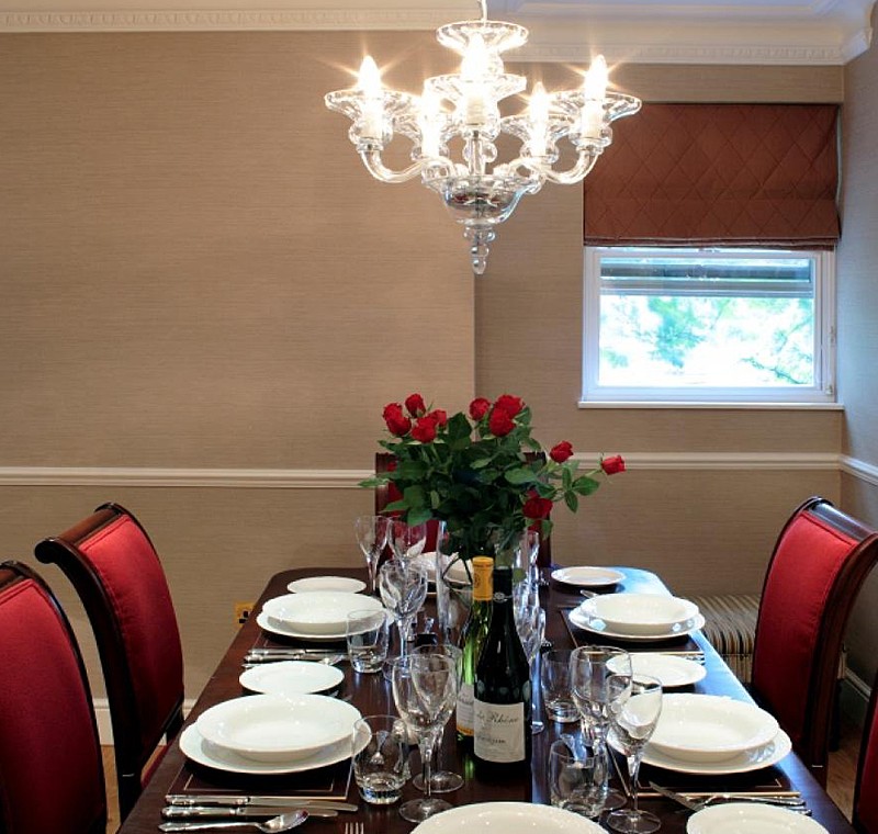 dining area with roses on table, Knightsbridge Apartments, Knightsbridge, London SW3