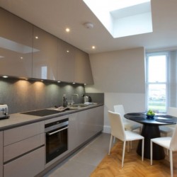 kitchen and dining area, Queens Club Apartments, Hammersmith, London W14