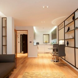 living room and kitchen, Wigmore Apartments, Marylebone, London