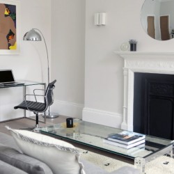 living area with work desk, Welbeck Apartments, Marylebone, London