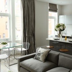 sofa, dining table and breakfast bar, Welbeck Apartments, Marylebone, London