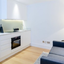 kitchen and sofa, Fulham Apartments, Fulham, London SW6