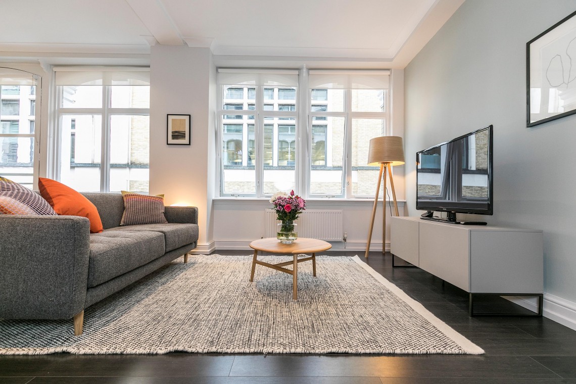 living room in fenchurch apartments, aldgate, london
