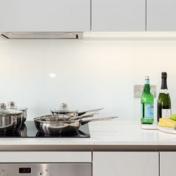 kitchen with pots and pans, Gate Apartments, Westminster, London