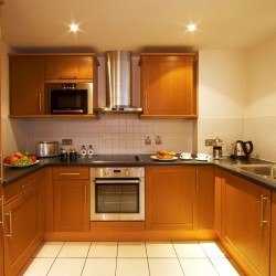 kitchen in living area in Queen Street Apartments, City, London
