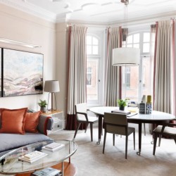living room with dining table, Piccadilly Apartments, Mayfair, London
