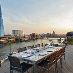 view of the shard from the terrace of the Luxury Riverside Penthouses, Tower Hill, London