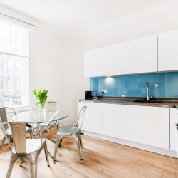dining table and fully equipped kitchen for self catering, Wardour Executive Apartments, Soho, London
