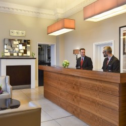 24/7 reception with staff members, Queen's Apart Hotel, Kensington, London SW7