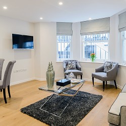 living room with patio, The Deluxe Apartments, Kensington, London SW7