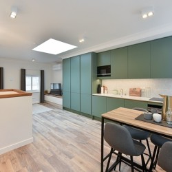 kitchen and dining area, James Apartments 2, Marylebone, London