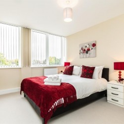 bedroom with double beds, Harrow Serviced Apartments, Harrow, London HA1