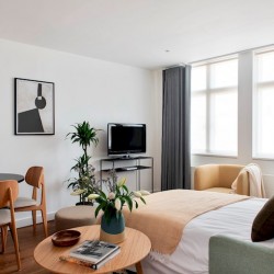 living room with ready-made sofa bed, Martins Apartments, Covent Garden, London WC2