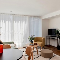 living room with floor to ceiling windows, Martins Apartments, Covent Garden, London WC2