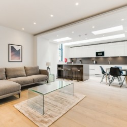 large living area and kitchen, Wigmore Street Apartments, Marylebone, London W1