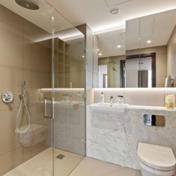 tiled bathroom with shower, Mint Serviced Apartments, Tower Hill, London