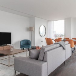 spacious living room with dining area in Mint Serviced Apartments, Tower Hill, London