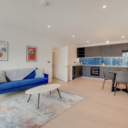 large open plan living room with kitchen, Hoxton Apartments, Hoxton, London E2
