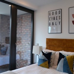 double bedroom with balcony, Hoxton Apartments, Hoxton, London E2