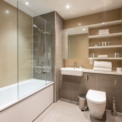 bathroom with shower and bathtub, Victoria Apartments, Victoria, London SW1