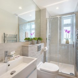 shower room, Wyndhams Apartments, Marylebone, London