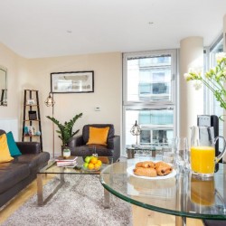 living area, Lantern Apartments, Canary Wharf, London E14