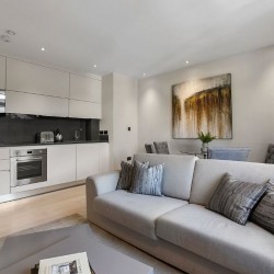 living area with kitchen, Victoria Deluxe Apartments, Victoria, London SW1