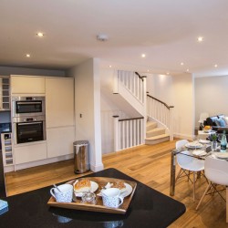 living area with kitchen, Park Road Apartments, Finchley, London N3