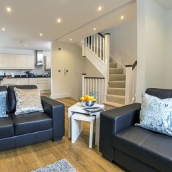 living area with kitchen, Park Road Apartments, Finchley, London N3
