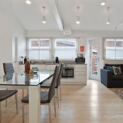 living area with kitchen, West Apartments, Covent Garden, London WC2