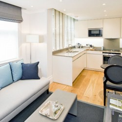 living area and kitchen, Lees Serviced Apartments, Mayfair, London W1